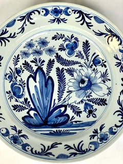 Blue and White Dutch Delft Charger Hand Painted Netherlands Circa 1800