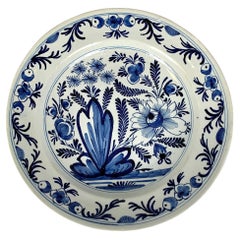 Blue and White Dutch Delft Charger Hand Painted Netherlands Circa 1800