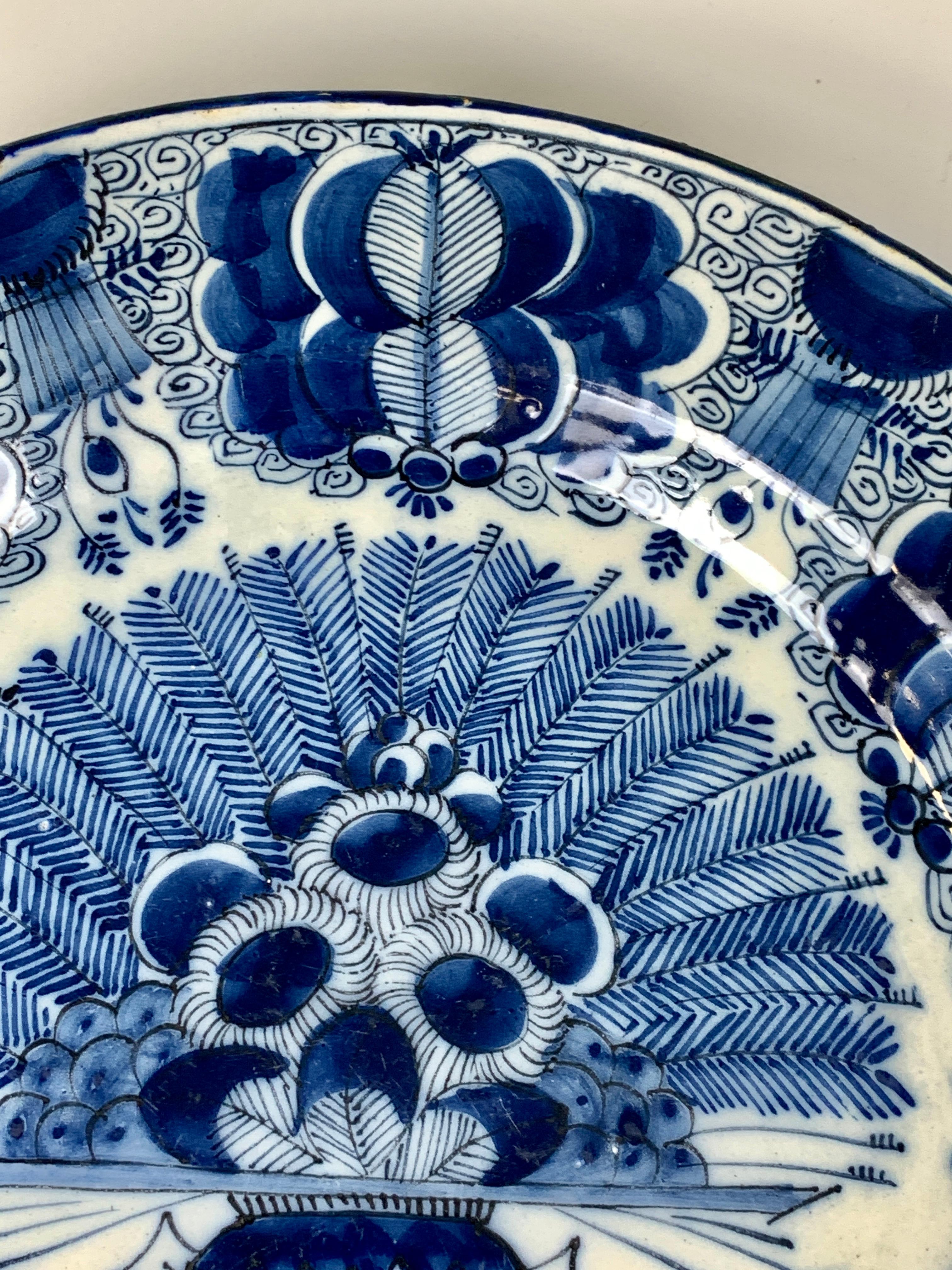 Blue and White Dutch Delft Charger Made, Circa 1780 In Good Condition In Katonah, NY