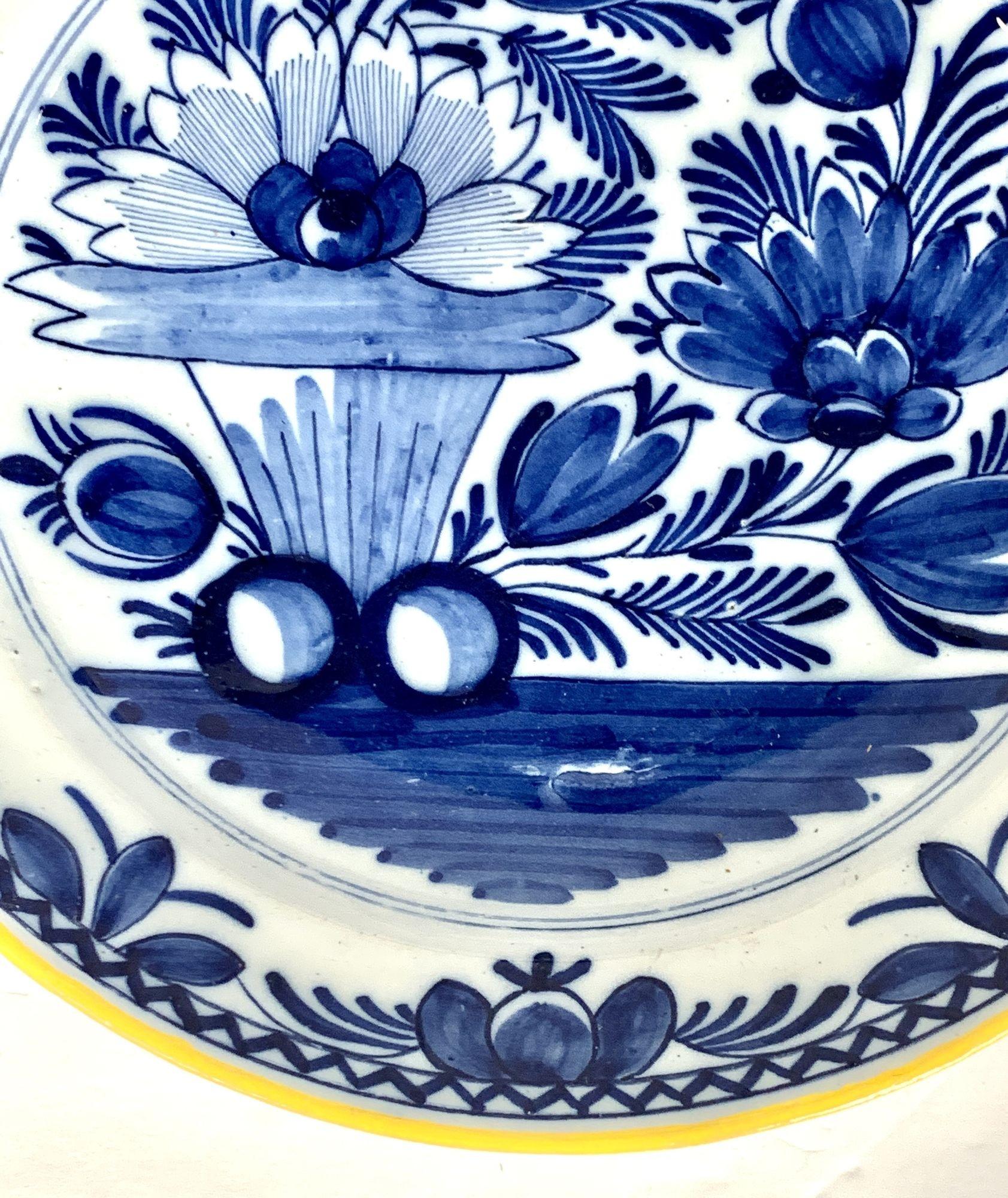 Rococo Blue and White Dutch Delft Charger Made Netherlands, circa 1800