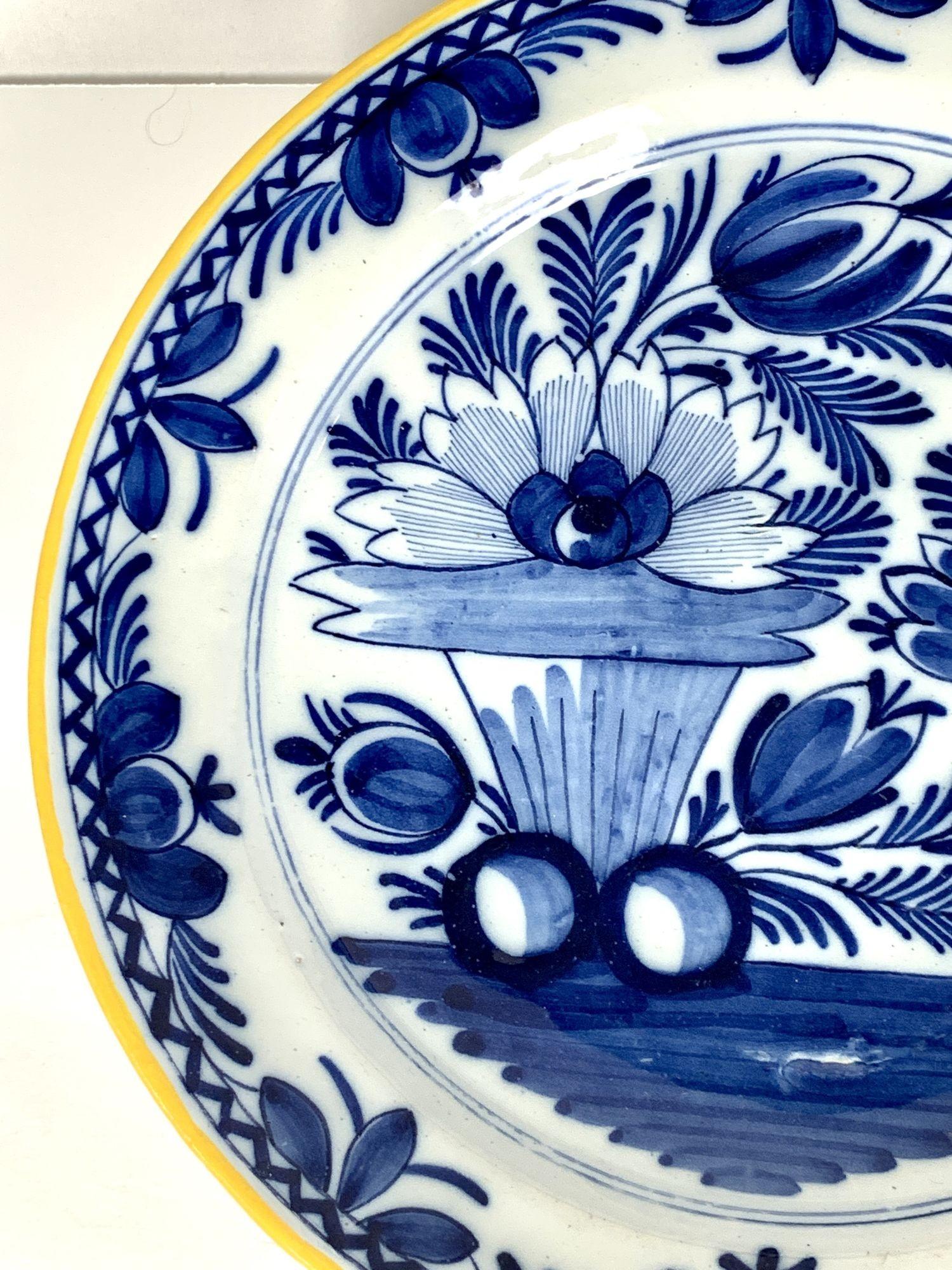 Early 19th Century Blue and White Dutch Delft Charger Made Netherlands, circa 1800