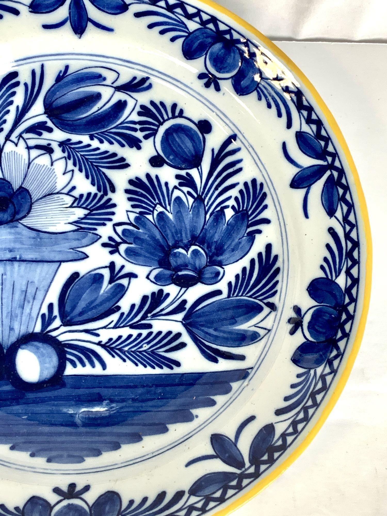 Blue and White Dutch Delft Charger Made Netherlands, circa 1800 1