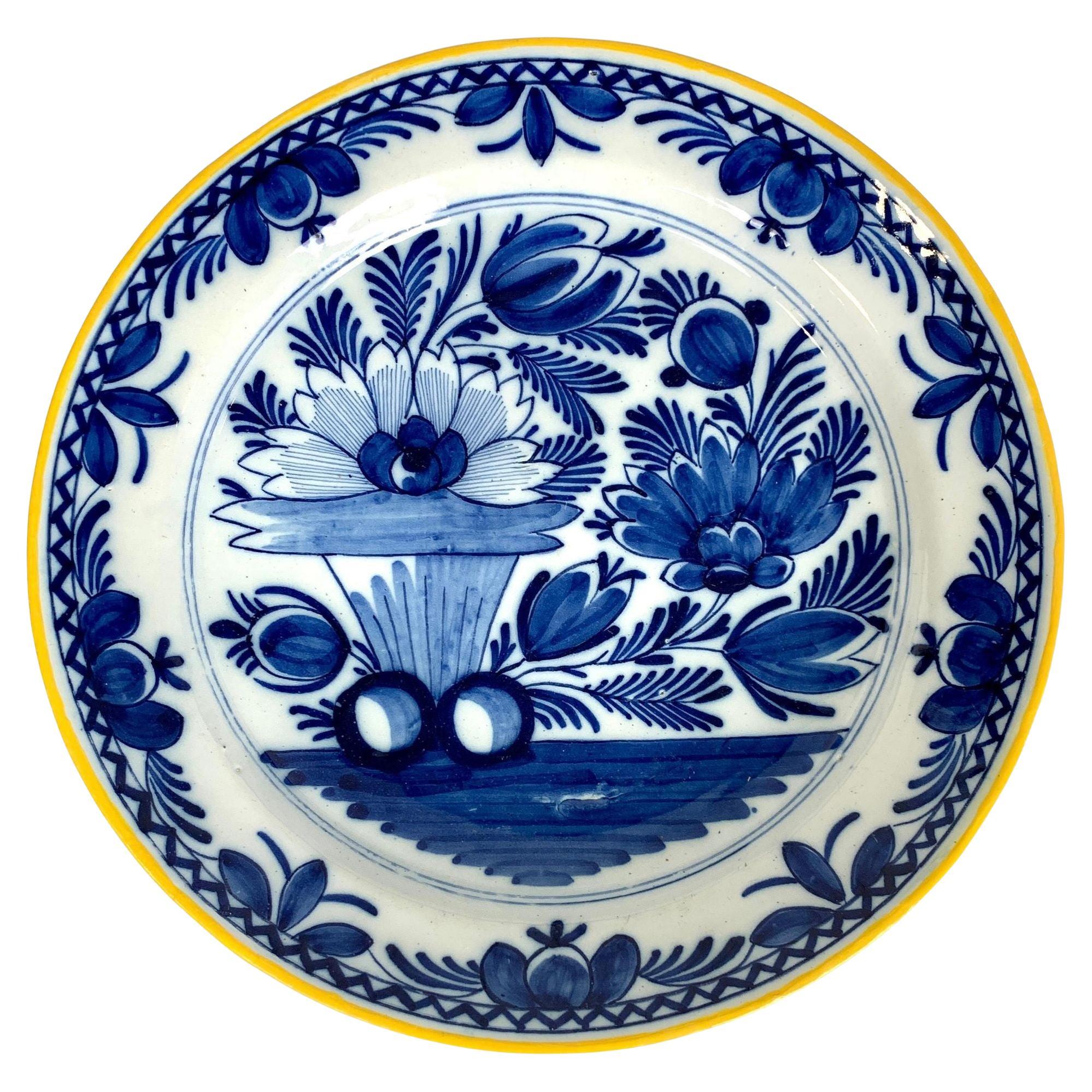 Blue and White Dutch Delft Charger Made Netherlands, circa 1800