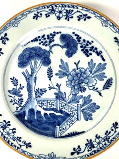 Blue and White Dutch Delft Charger Netherlands Circa 1780 with Mark of "The Axe"