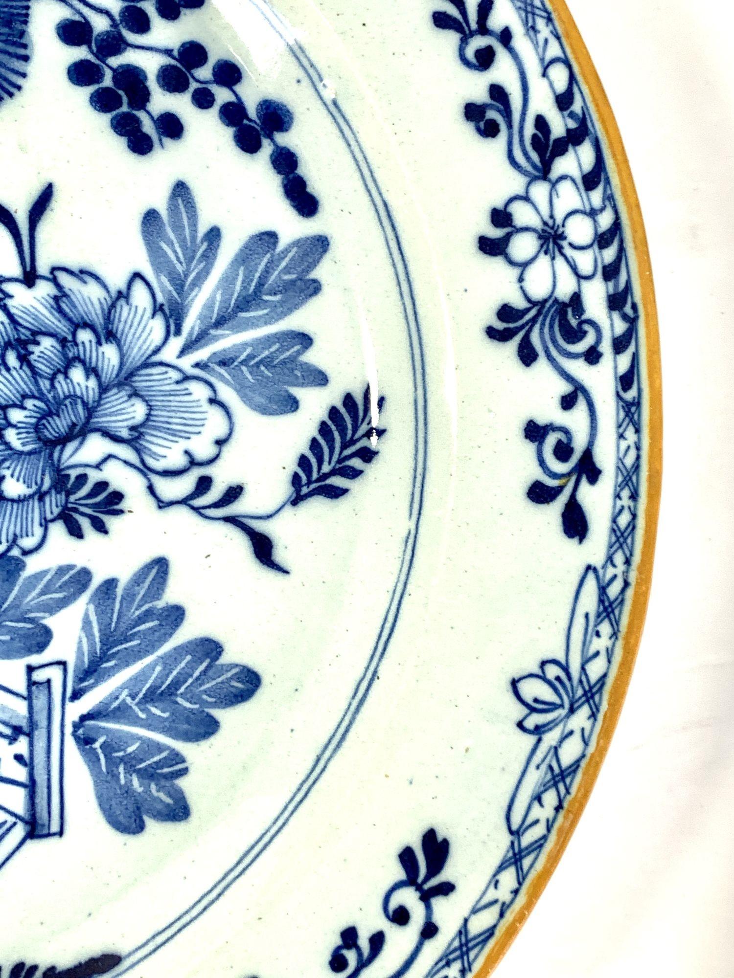 Blue and White Dutch Delft Charger Netherlands Circa 1780 with Mark of 