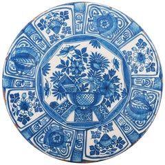 Blue and White Dutch Delft Charger with 'Wanli Decoration'