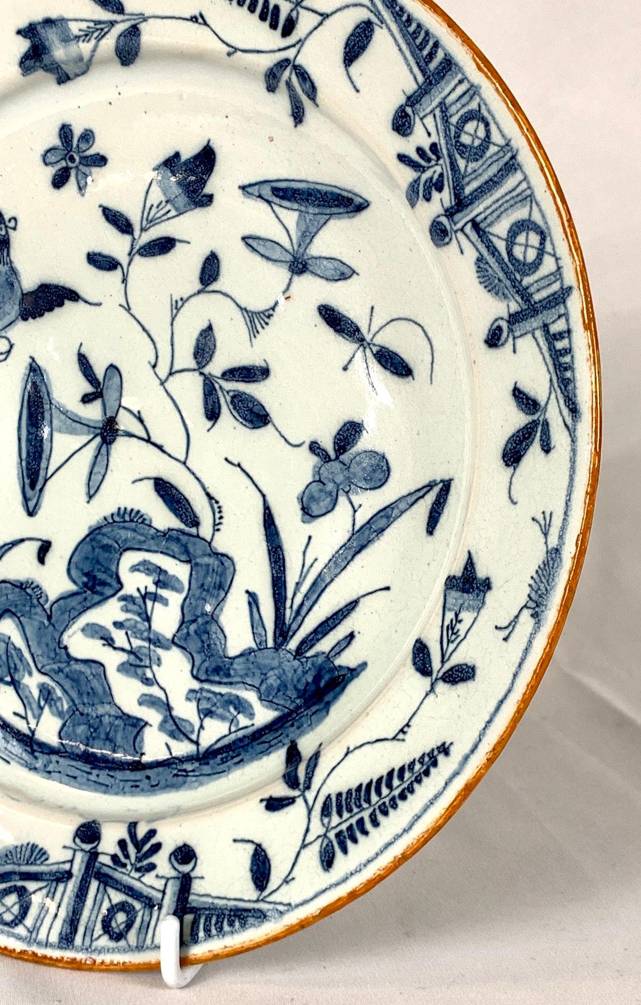 Hand-Painted Blue and White Dutch Delft Dish Hand Painted 18th Century Circa 1760 For Sale