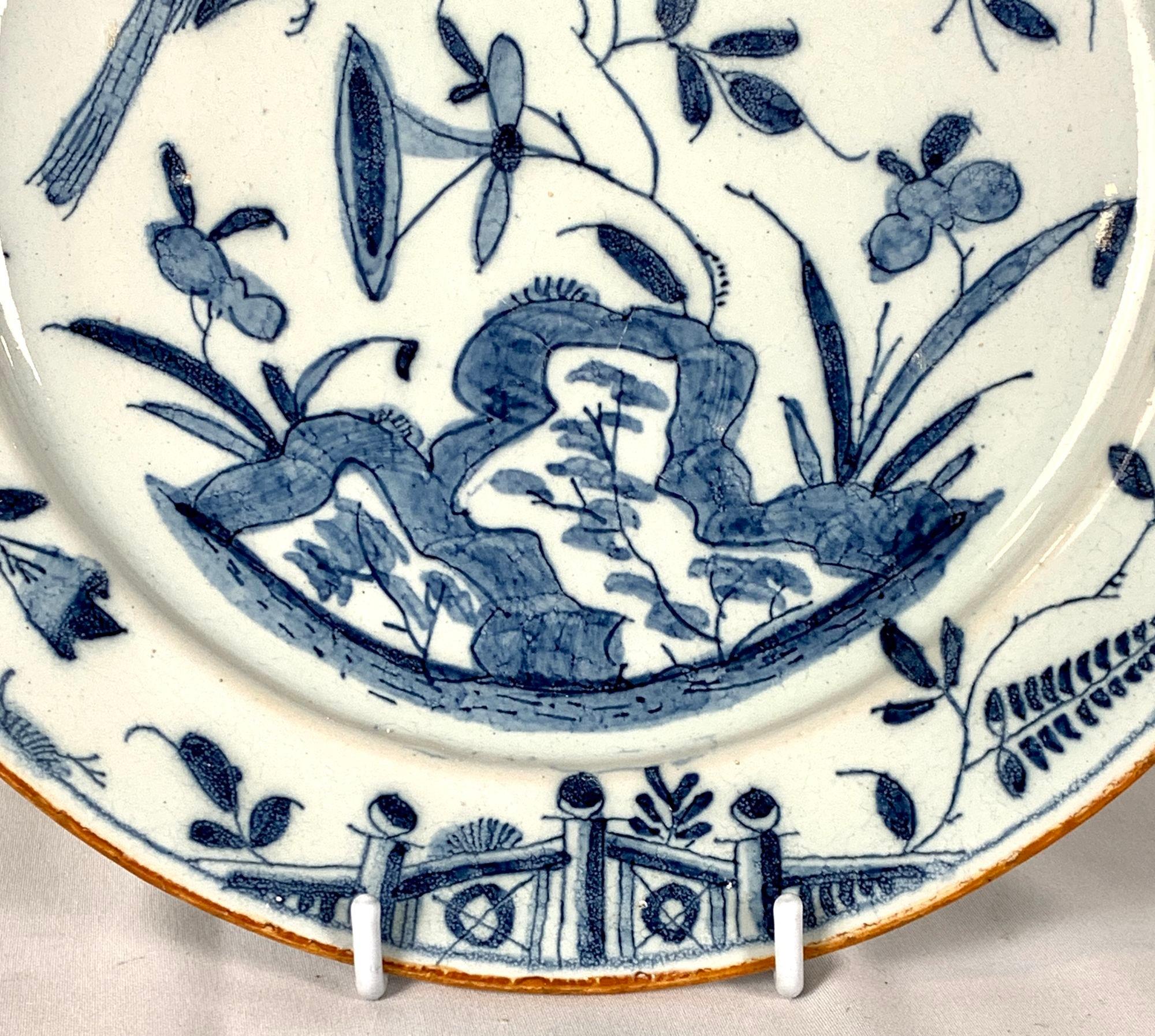 Blue and White Dutch Delft Dish Hand Painted 18th Century Circa 1760 In Excellent Condition For Sale In Katonah, NY