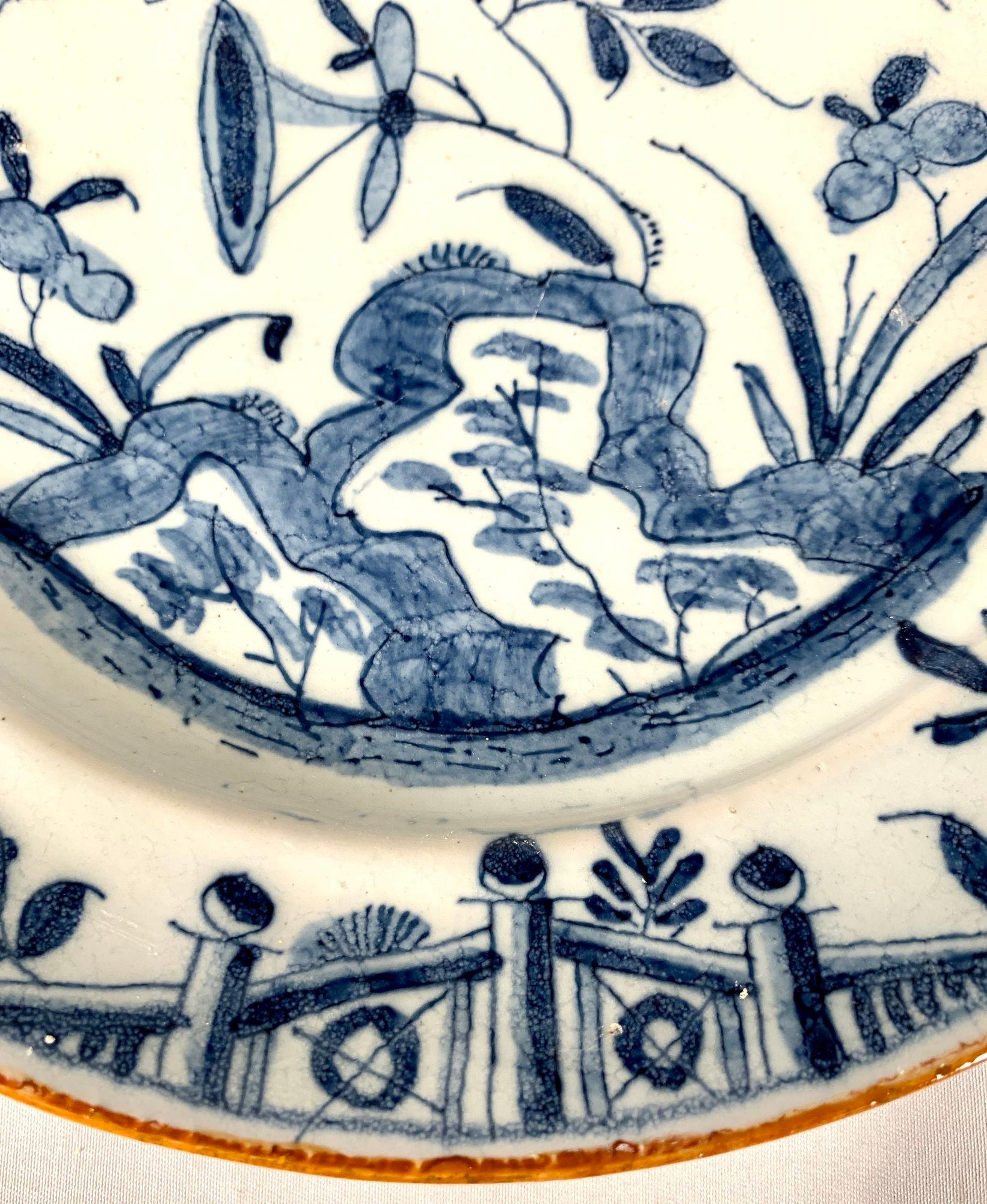 Blue and White Dutch Delft Dish Hand Painted 18th Century Circa 1760 For Sale 2