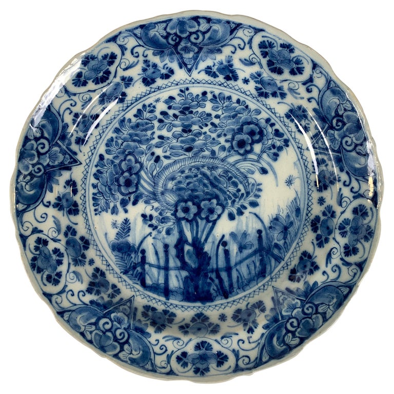 Blue and White Dutch Delft Dish Made, Circa 1760 For Sale