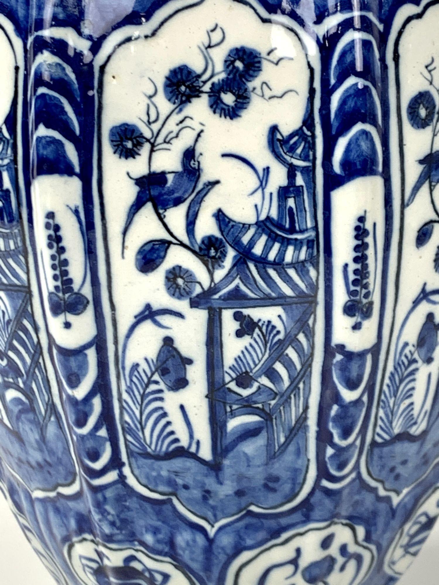 Chinoiserie Blue and White Dutch Delft Jar Made Circa 1800