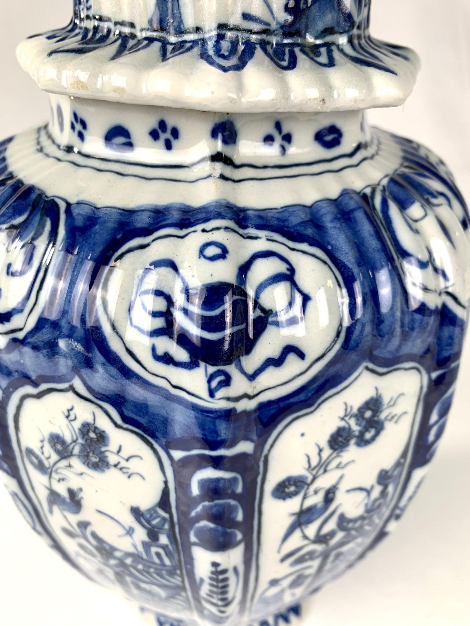 Blue and White Dutch Delft Jar Made Circa 1800 In Excellent Condition In Katonah, NY