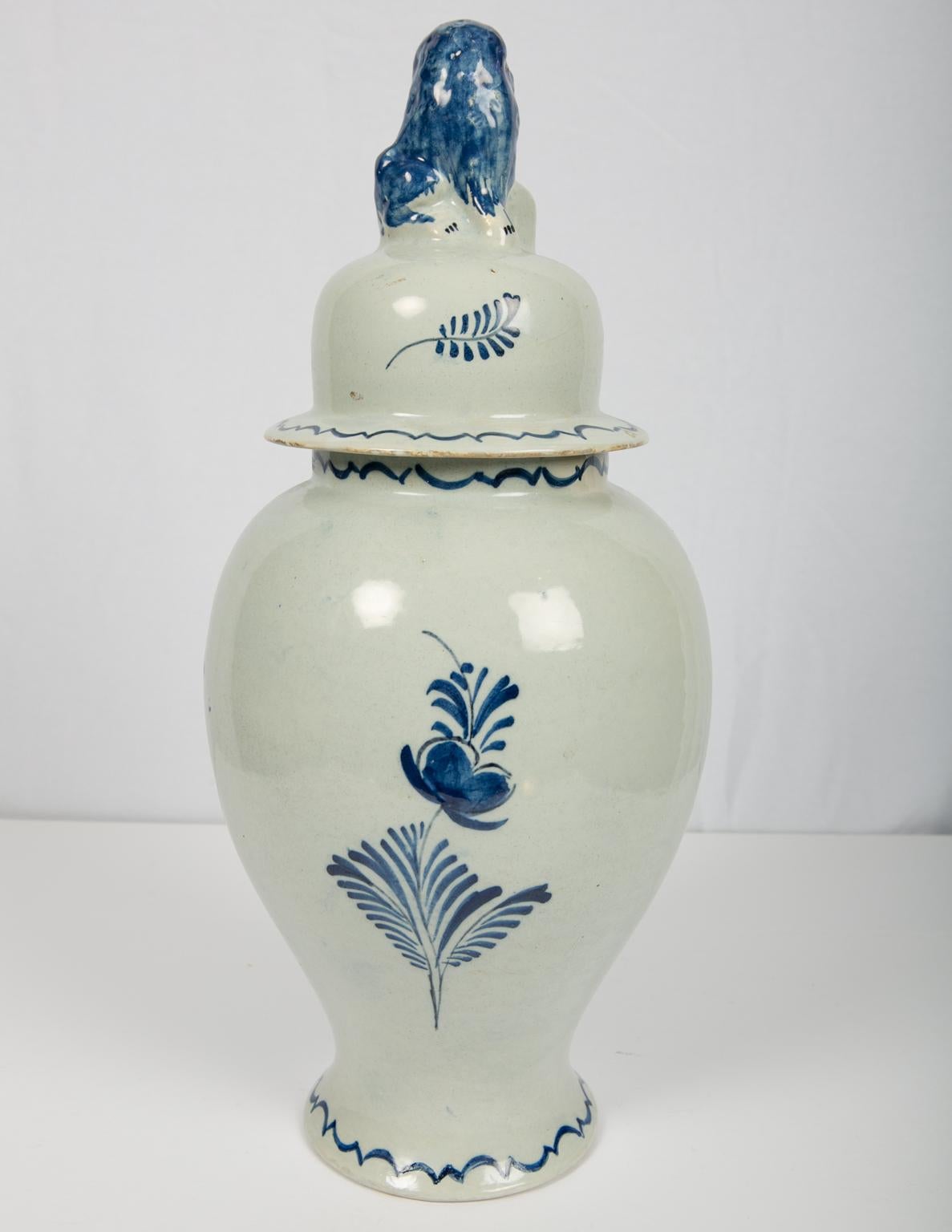 Blue and White Dutch Delft Jar Showing Sponged Trees 3