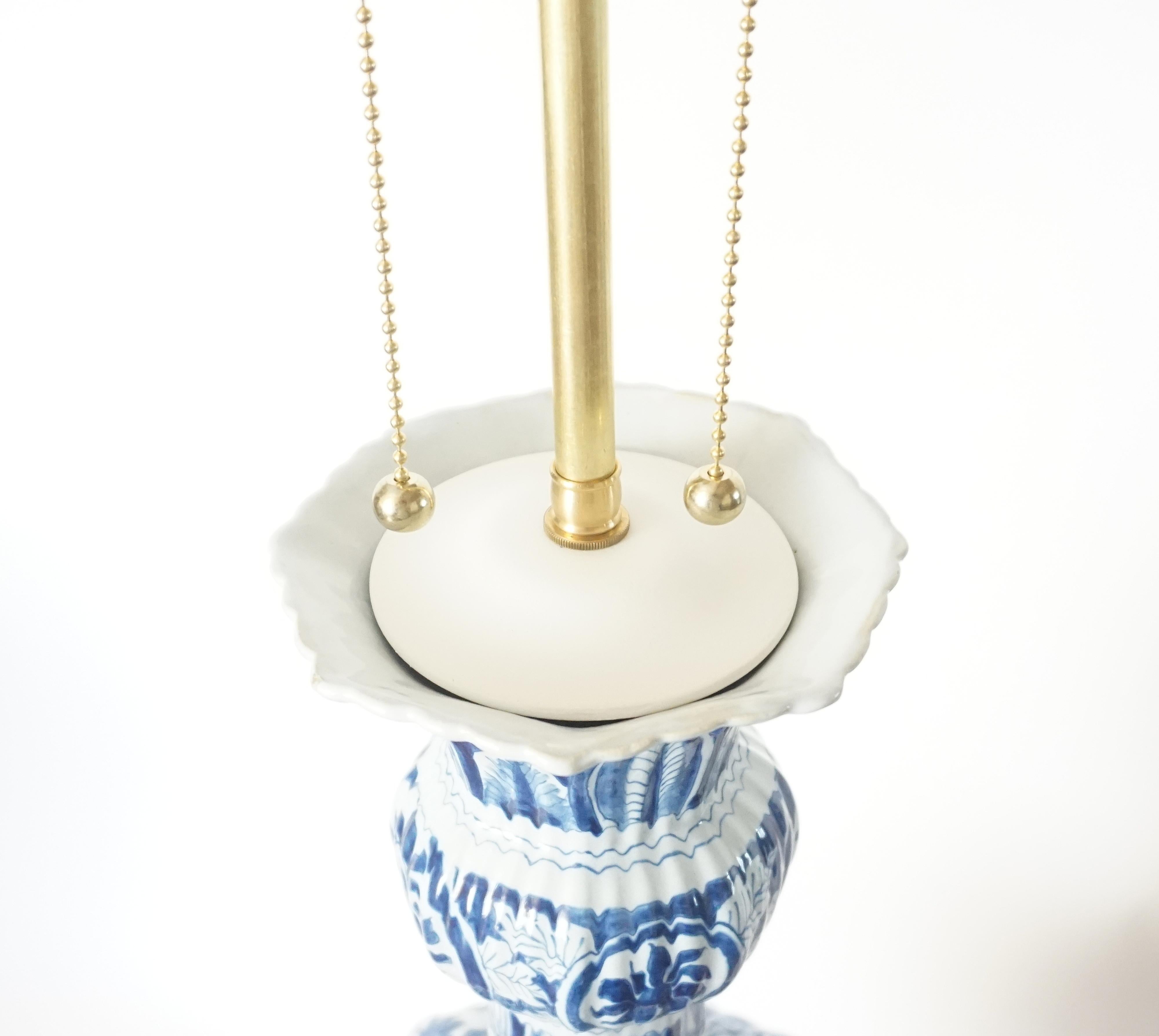 18th Century and Earlier Blue and White Dutch Delft Vase Table Lamp