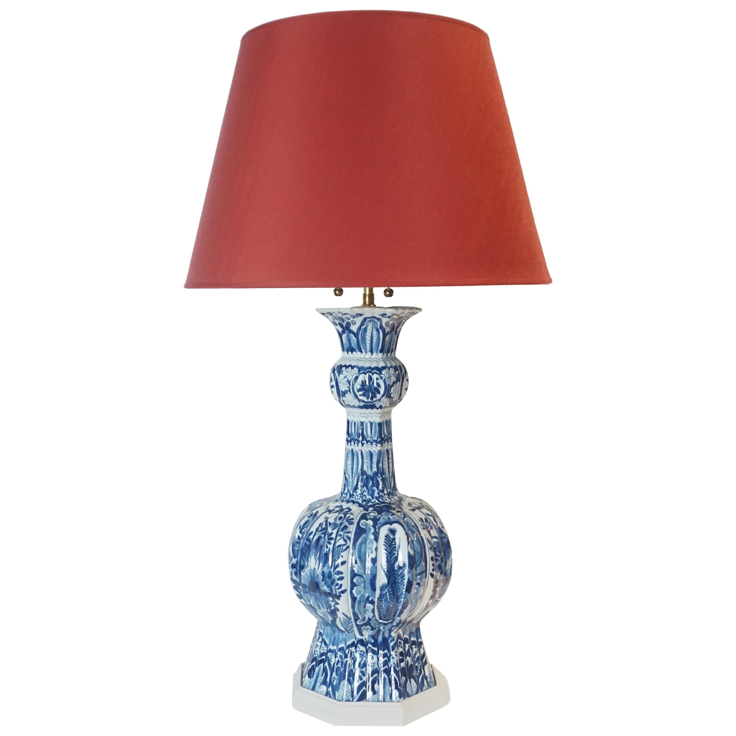 Blue and White Dutch Delft Vase Table Lamp