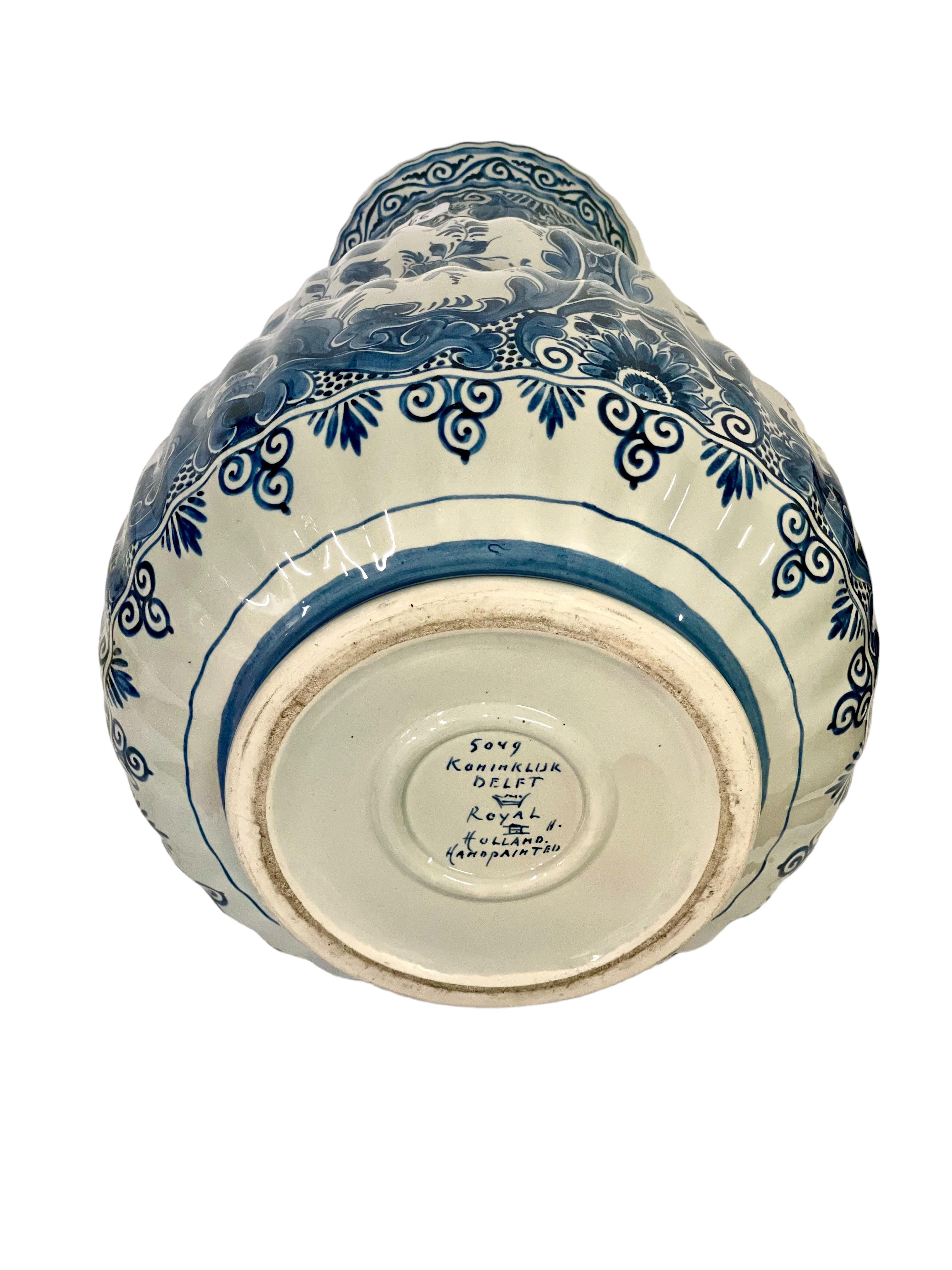 Large Blue and White Dutch Royal Delft Earthenware Vase 1