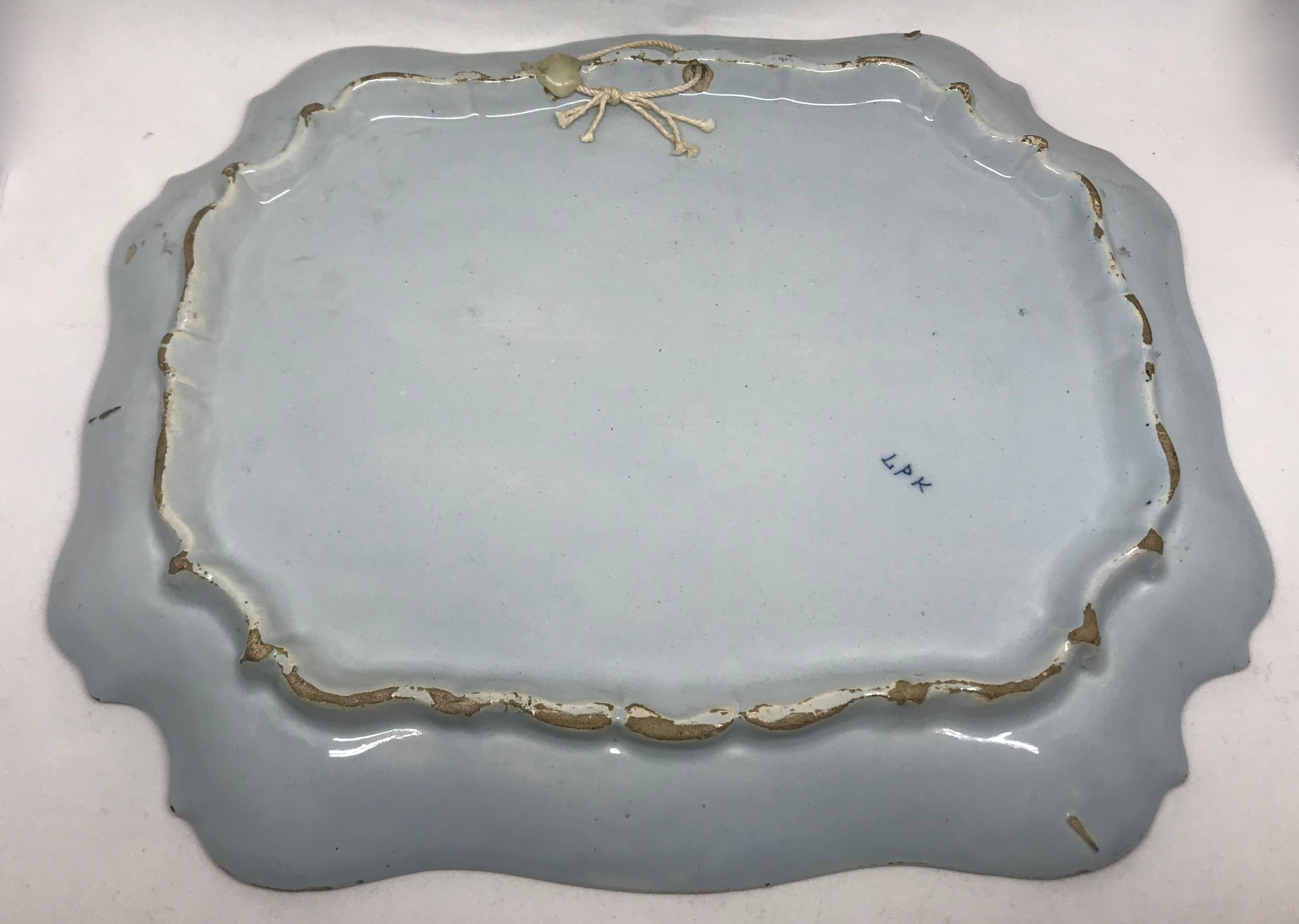 18th Century Blue and White Dutch Chinoiserie Platter For Sale
