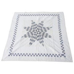 Antique Blue and White Eight Point Star Quilt