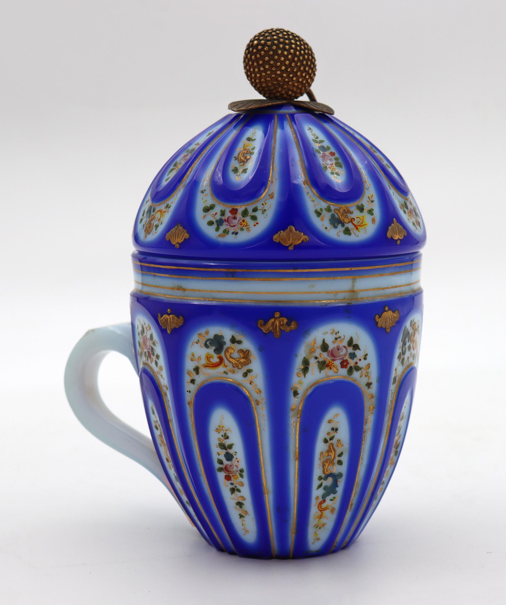 Blue and White Enamelled Opaline Cup 6