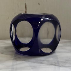 Blue and white faceted crystal paperweight sulfide