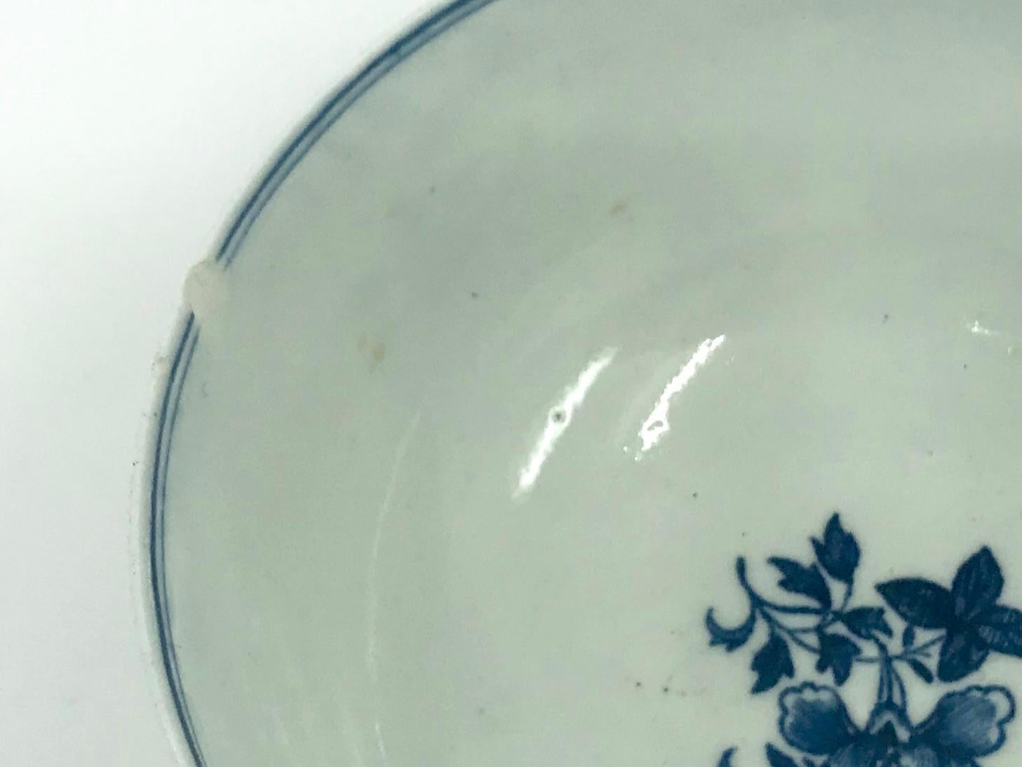 18th Century and Earlier Blue and White First Period Worcester Chinoiserie Porcelain Bowl