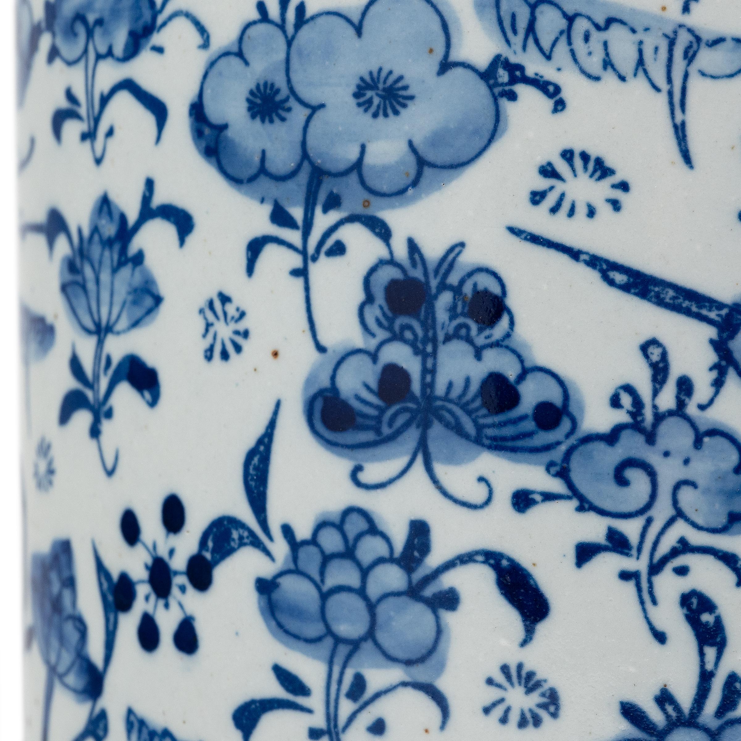 Chinese Blue and White Floral Brush Pot