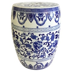 Vintage Blue and White Floral Ceramic Garden Seat