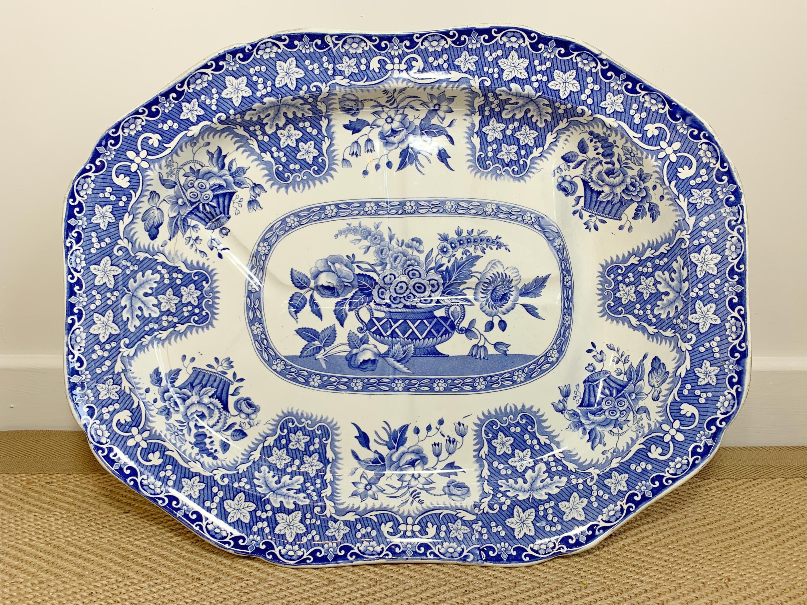Plato Floral Azul y Blanco Spode Inglaterra en venta 4
