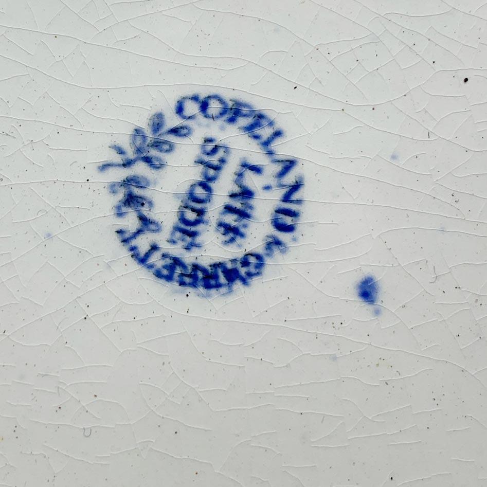 Plato Floral Azul y Blanco Spode Inglaterra Mediados del siglo XIX en venta