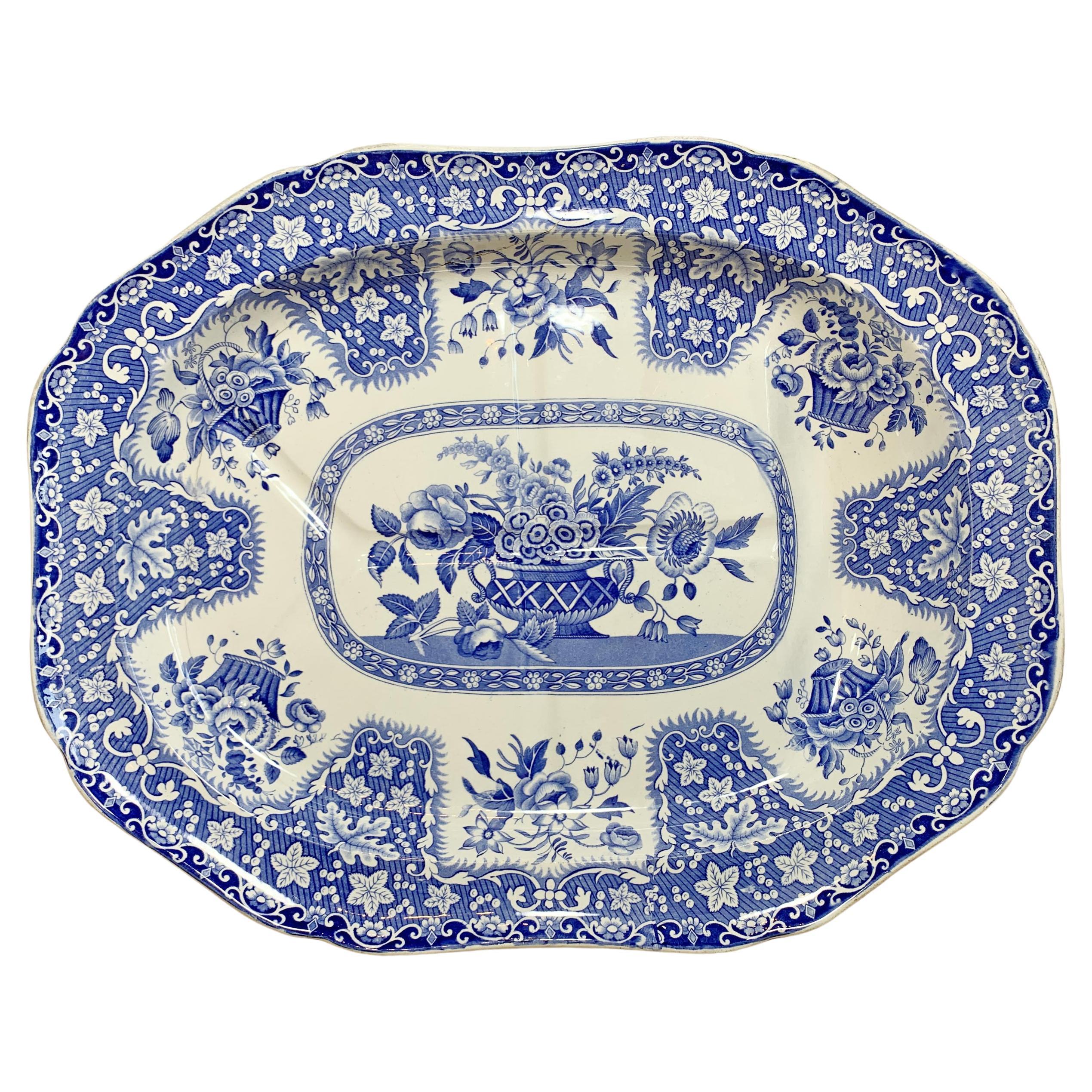 Blue and White Floral Plate Platter Spode England