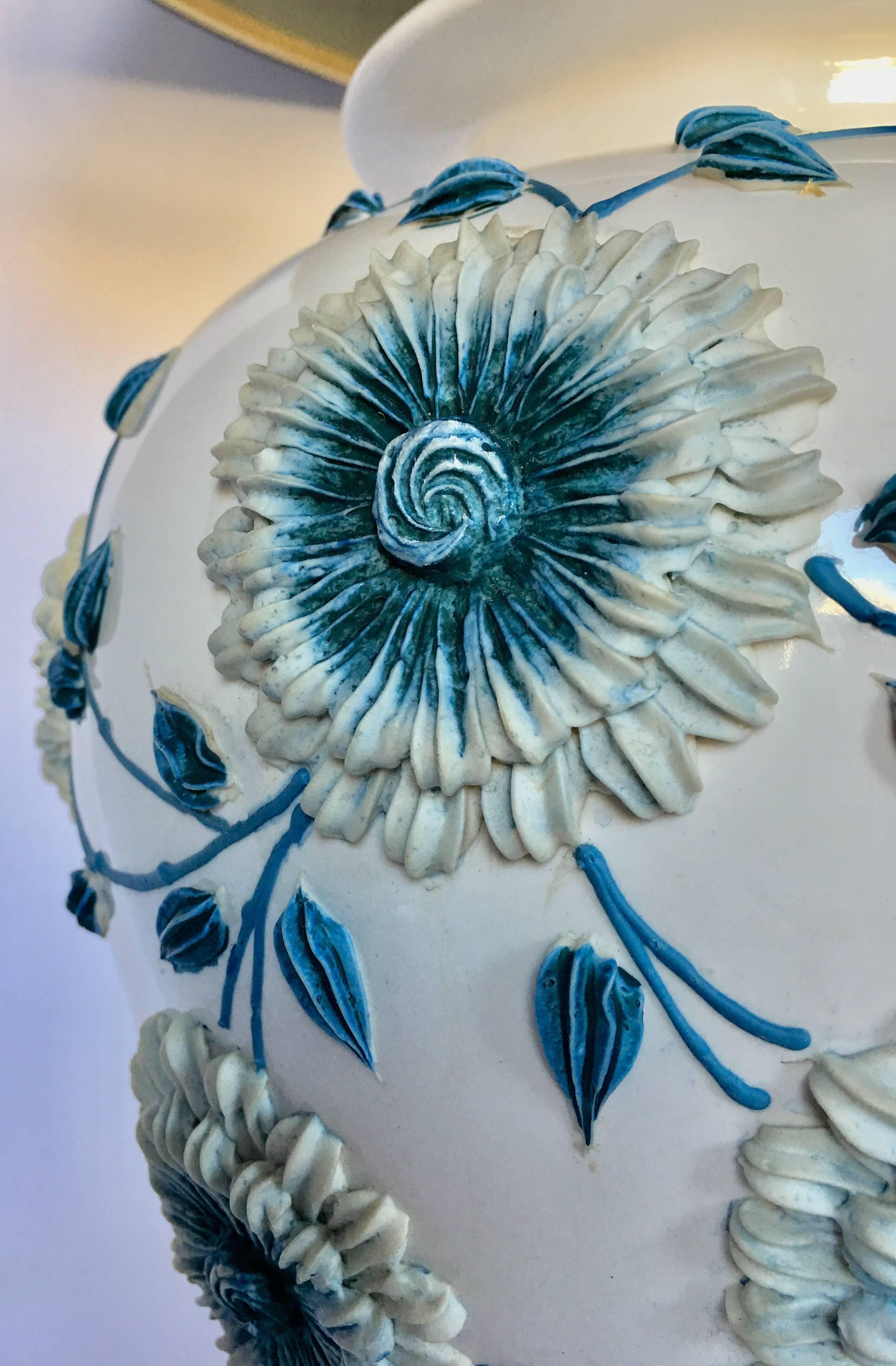 blue floral lamp