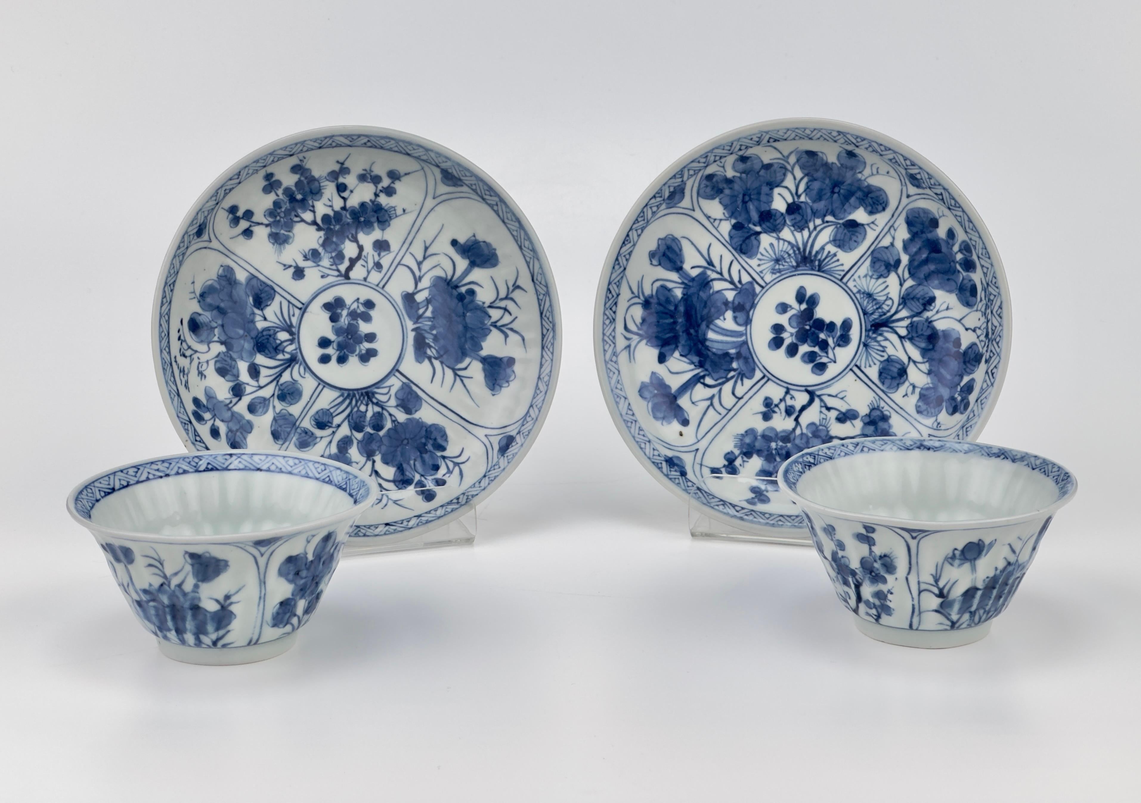 Blue And White Flower Pattern Tea Set, Qing Dynasty, Kangxi Era For Sale 5