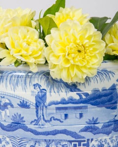 Blue and White Footbath Made by Spode in Chinoiserie Style Circa 1820