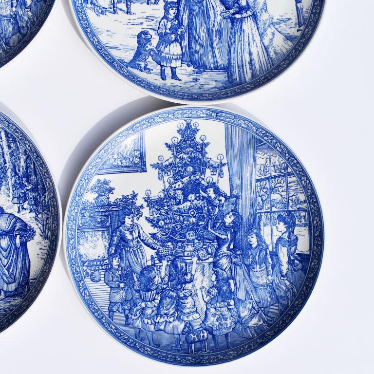 blue christmas dishes