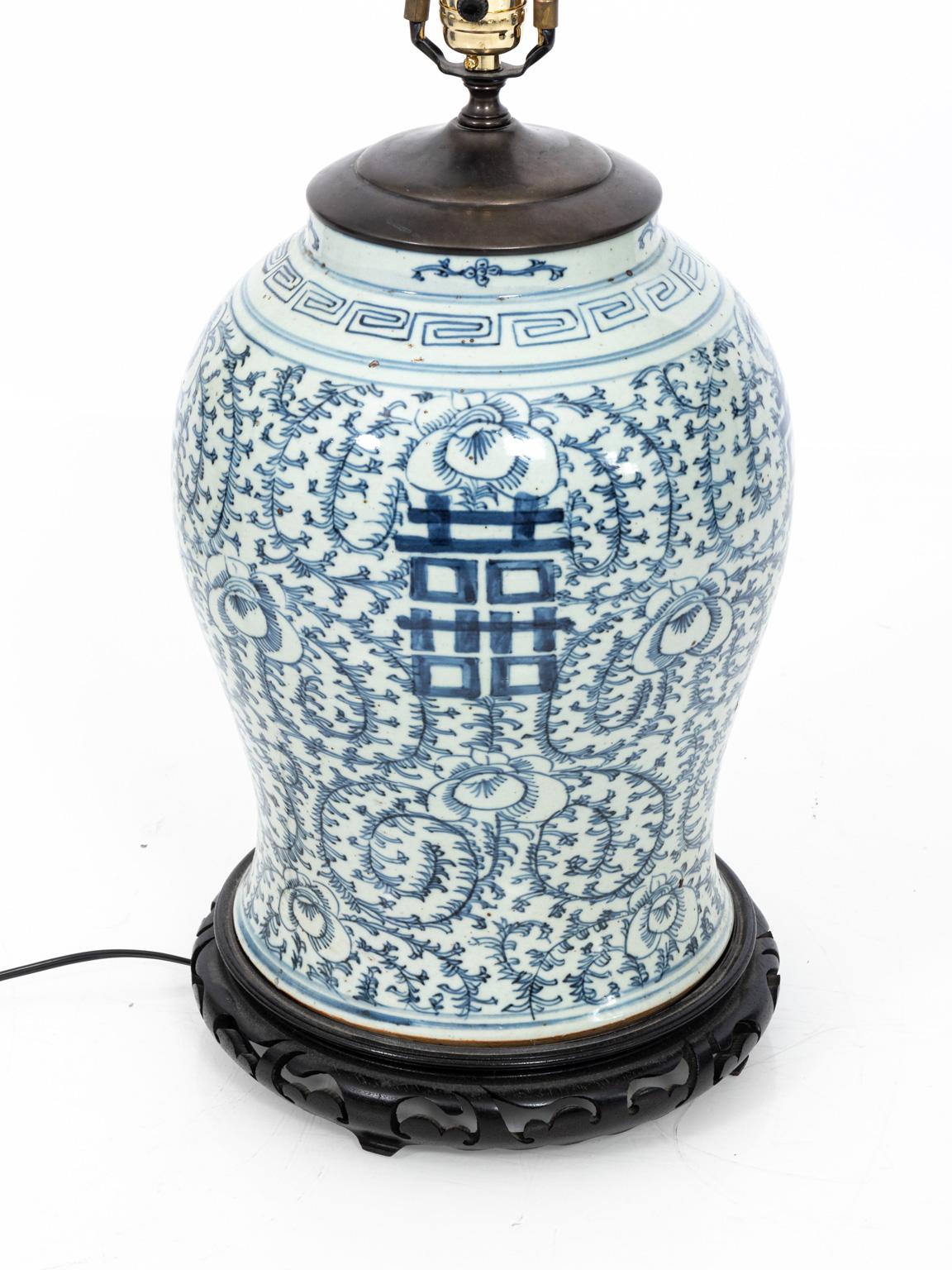 Painted Blue and White Ginger Jar Table Lamp