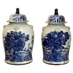 Blue and White Ginger Jars, a Pair