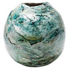 Blue and white glazed ceramic vase by Gisèle Buthod Garçon, circa 1980-1990