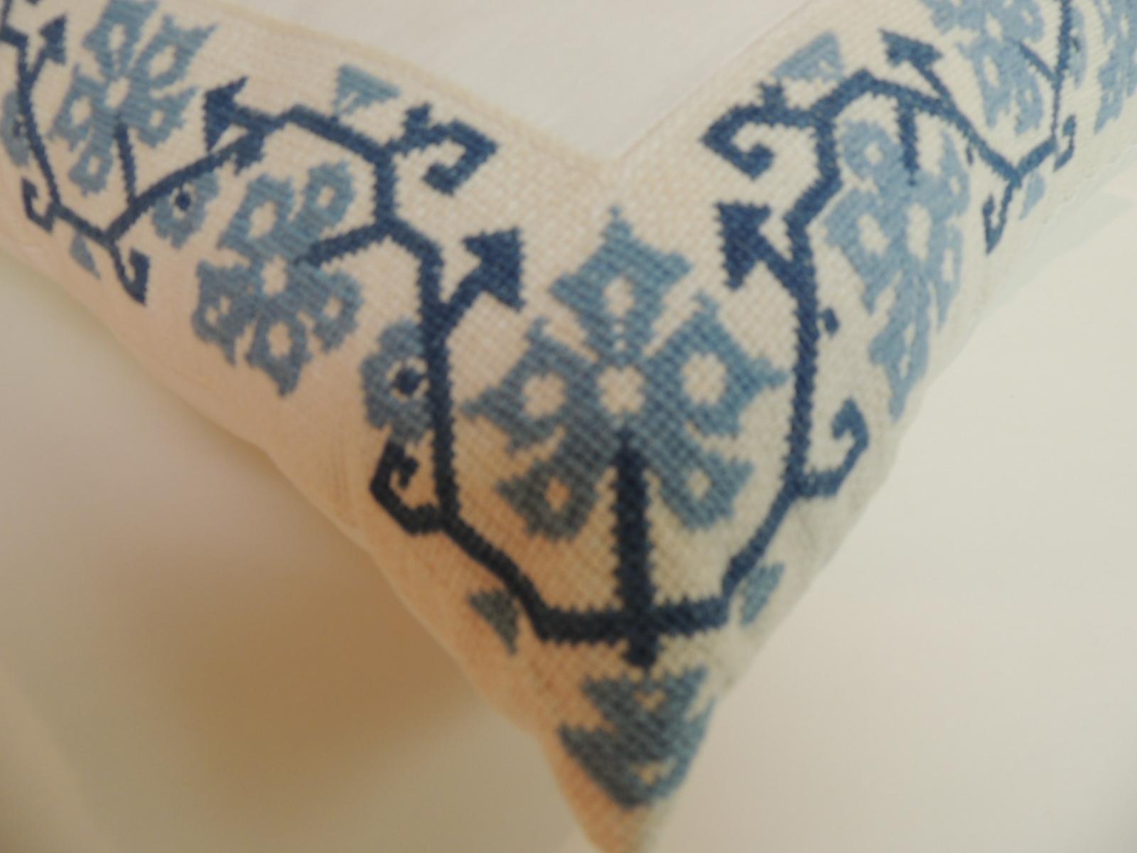 Bohemian Blue and White Greek Isle Embroidered Decorative Pillows For Sale