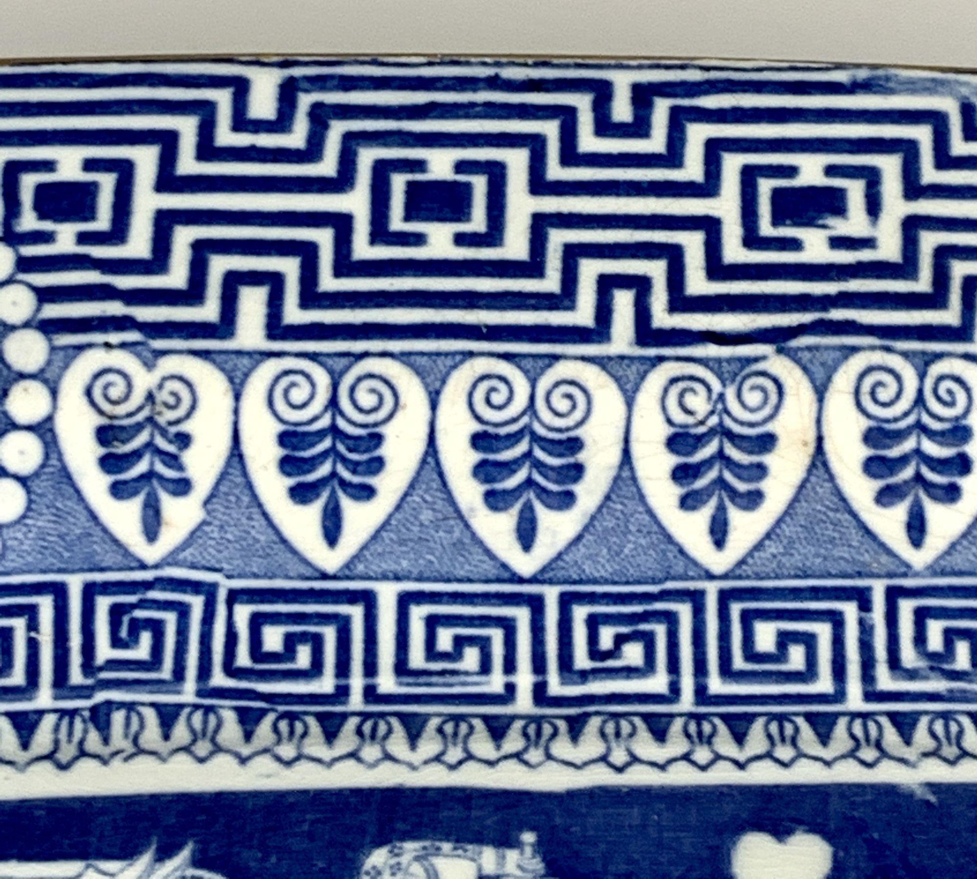 Blue and White Greekware Platter with Well & Tree by Herculaneum England C-1810 5
