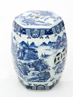 Blue and White Hexagonal Garden Seat
