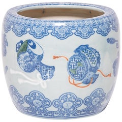 Blue and White Hibachi Vessel with Presentation Objects