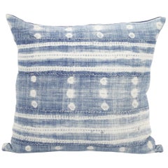Blue and White Horizontal Stripe Batik Style Pillow