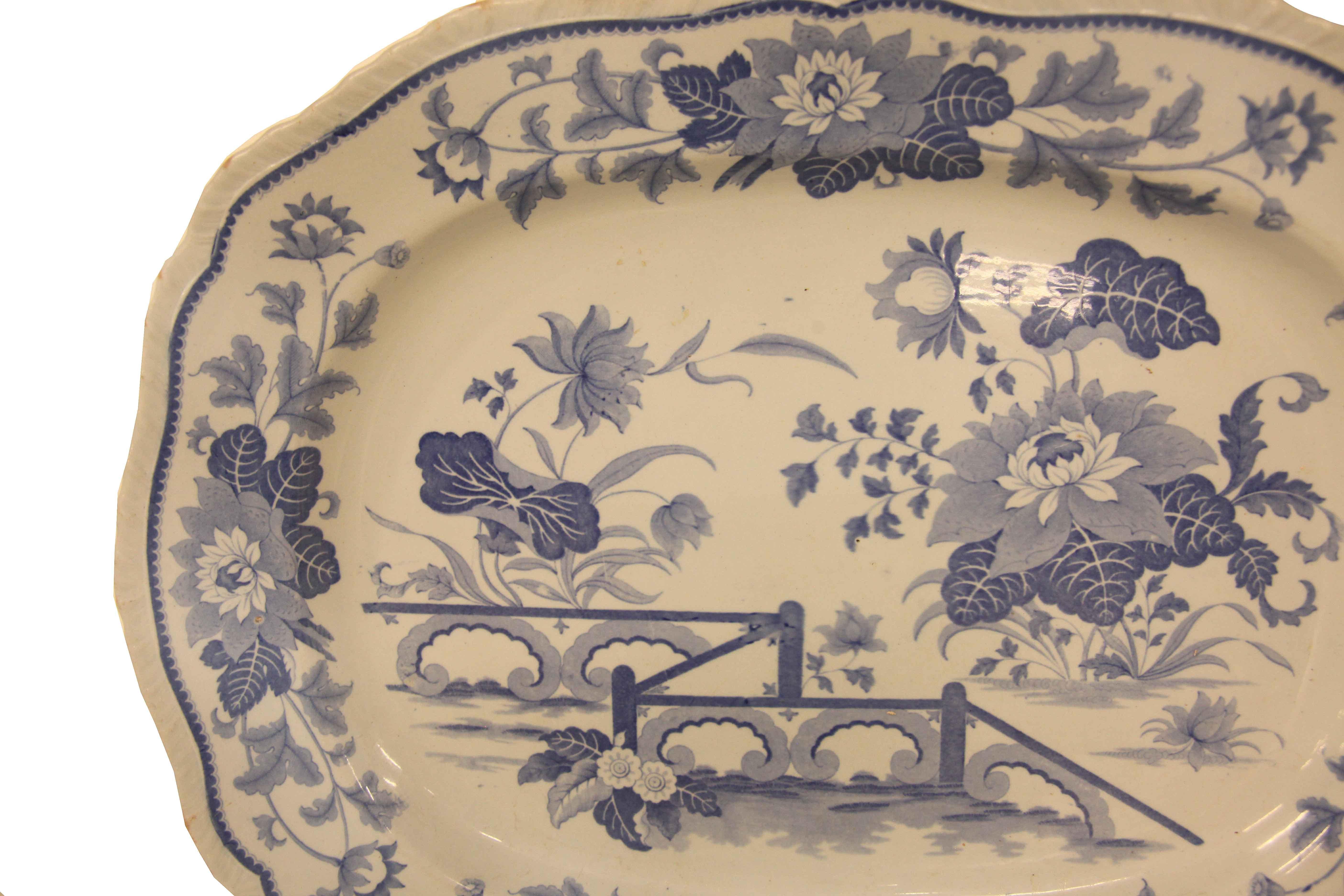 English Blue and White Ironstone Platter For Sale