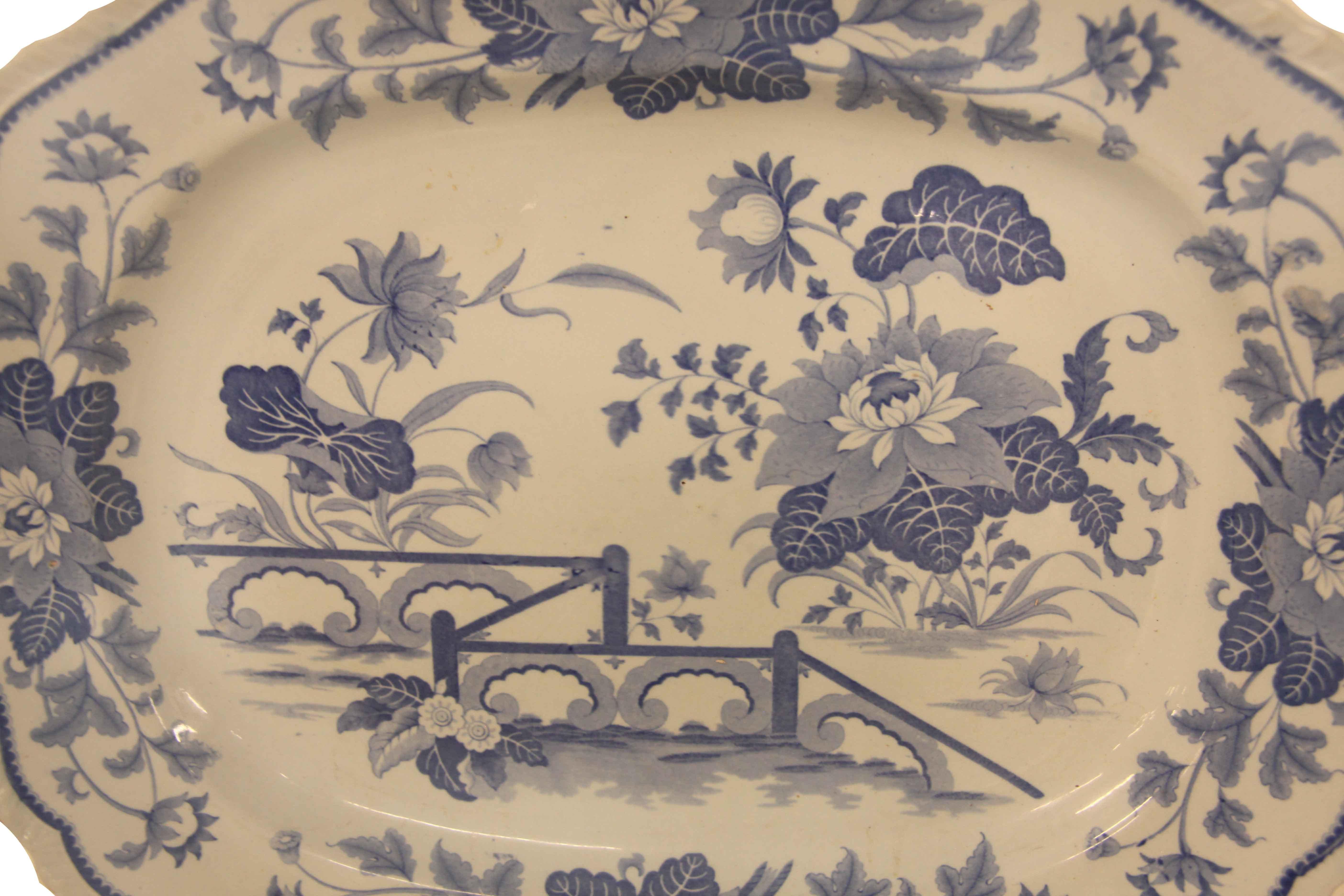 Mid-19th Century Blue and White Ironstone Platter For Sale