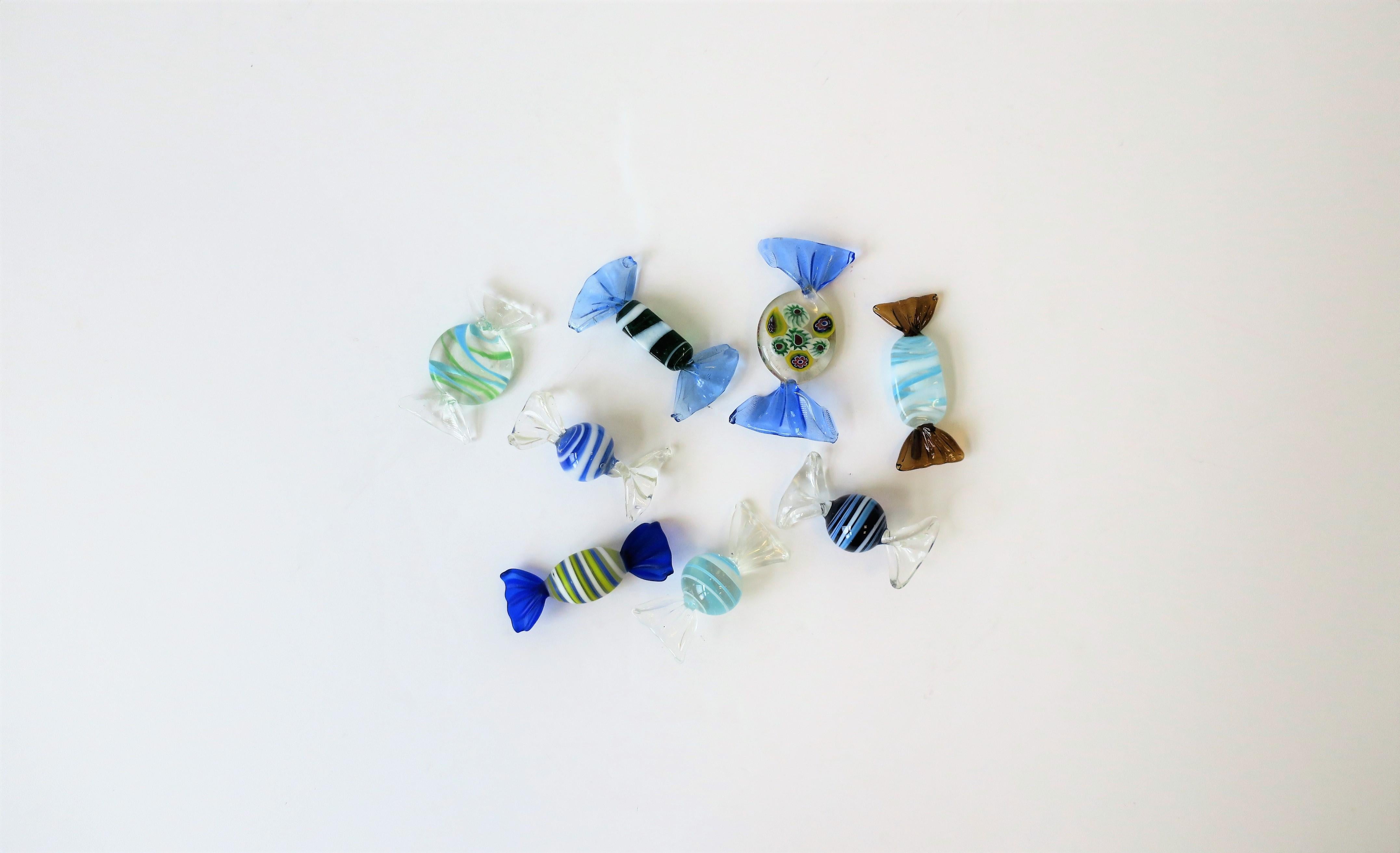 Blue and White Italian Murano Art Glass Candy Pieces 5