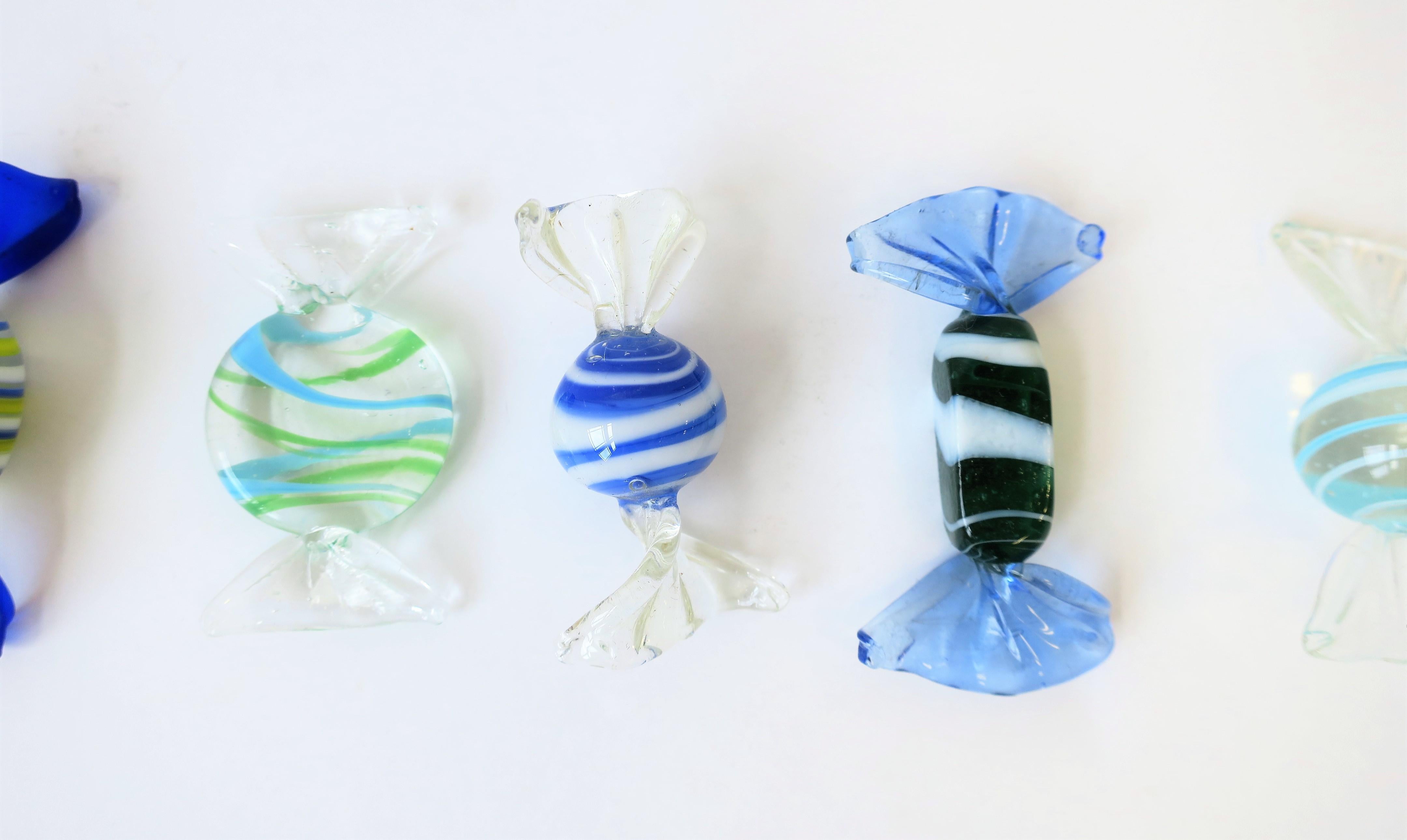 Blue and White Italian Murano Art Glass Candy Pieces In Excellent Condition In New York, NY