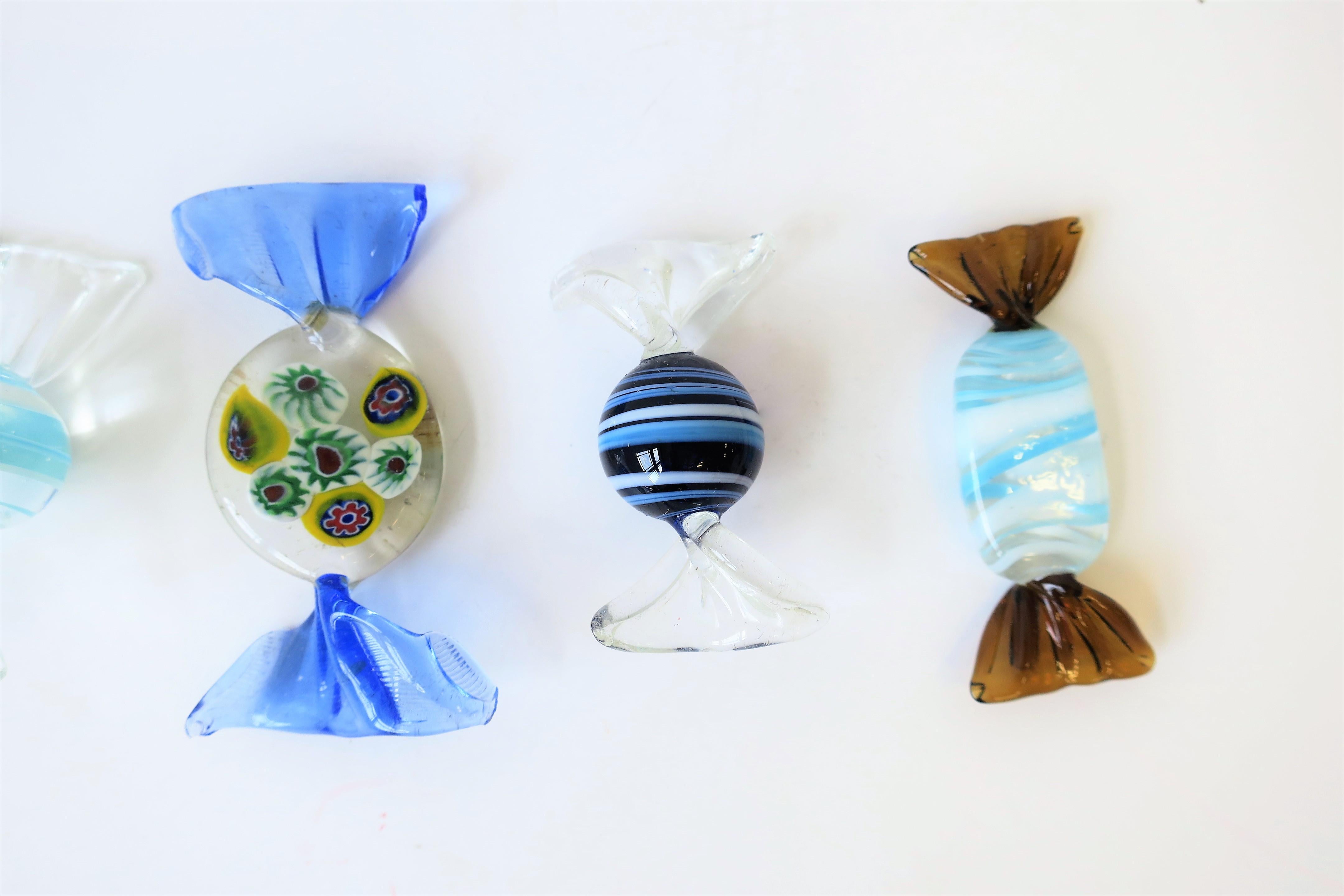 Blue and White Italian Murano Art Glass Candy Pieces 1