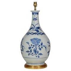 Blue and White Japanese Arita Mid 17th Century Antique Porcelain Table Lamp