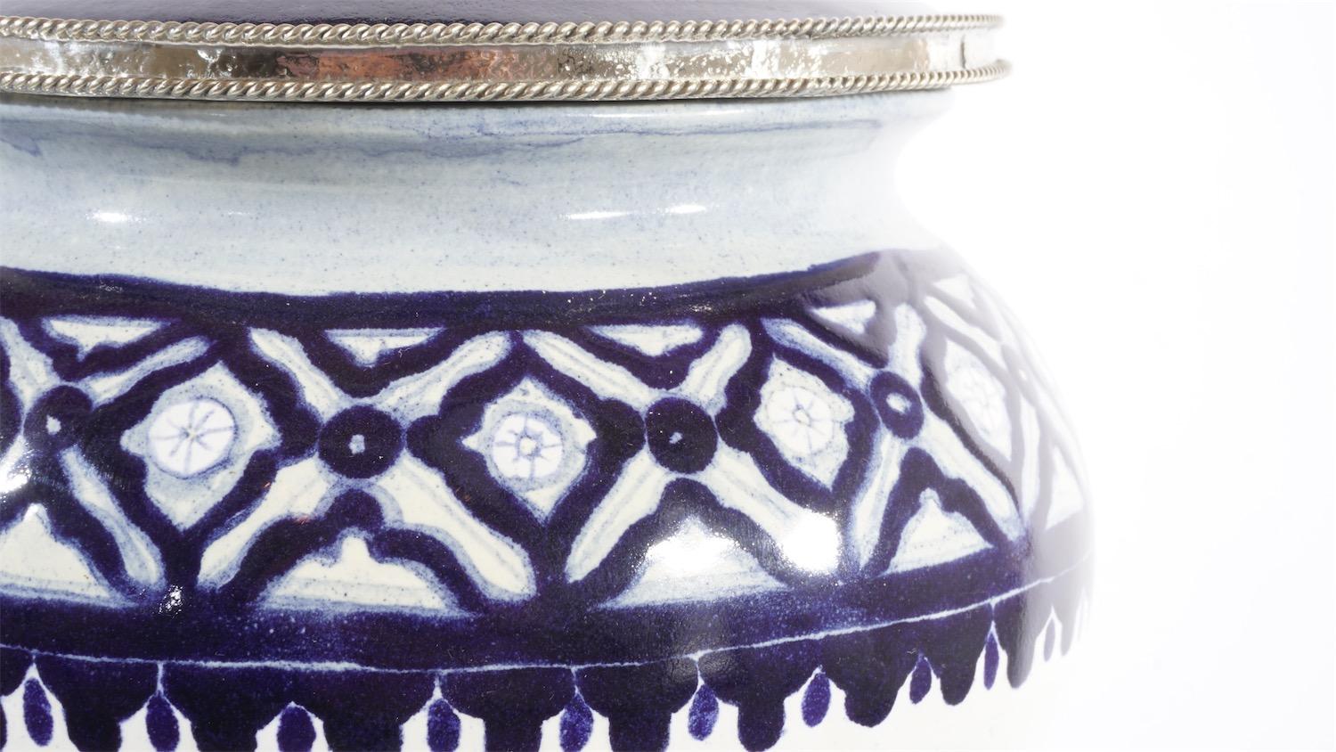 Other Blue and White Jar, Ceramic and White Metal ‘Alpaca’, Handmade