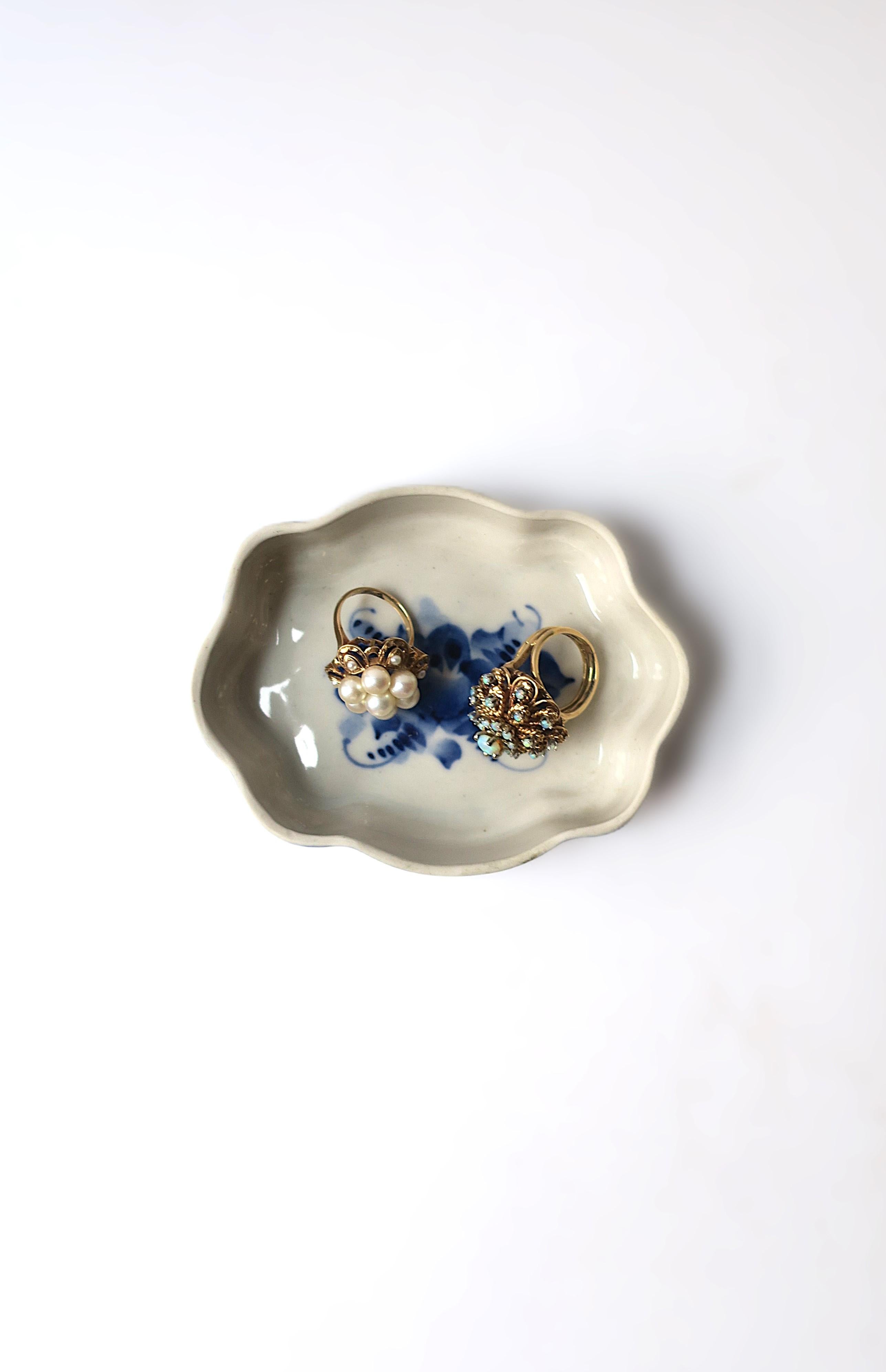 Rococo Blue and White Jewelry Dish For Sale